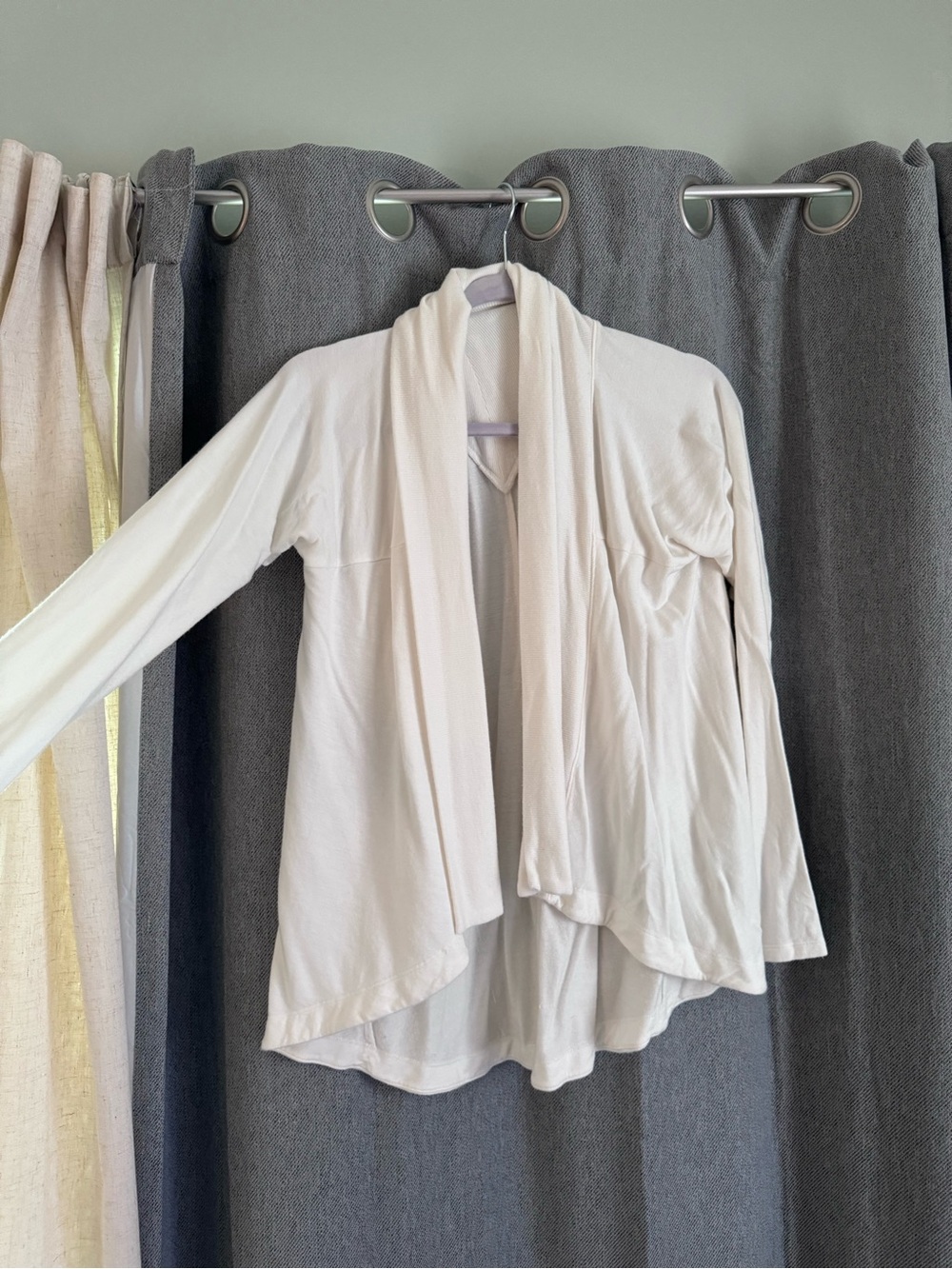 Athleta Cream Open-Front Draped Cardigan